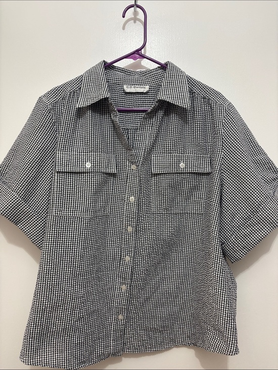 Cd Daniels Tops - CD Daniels XL Black & White Gingham Short Sleeve Shirt